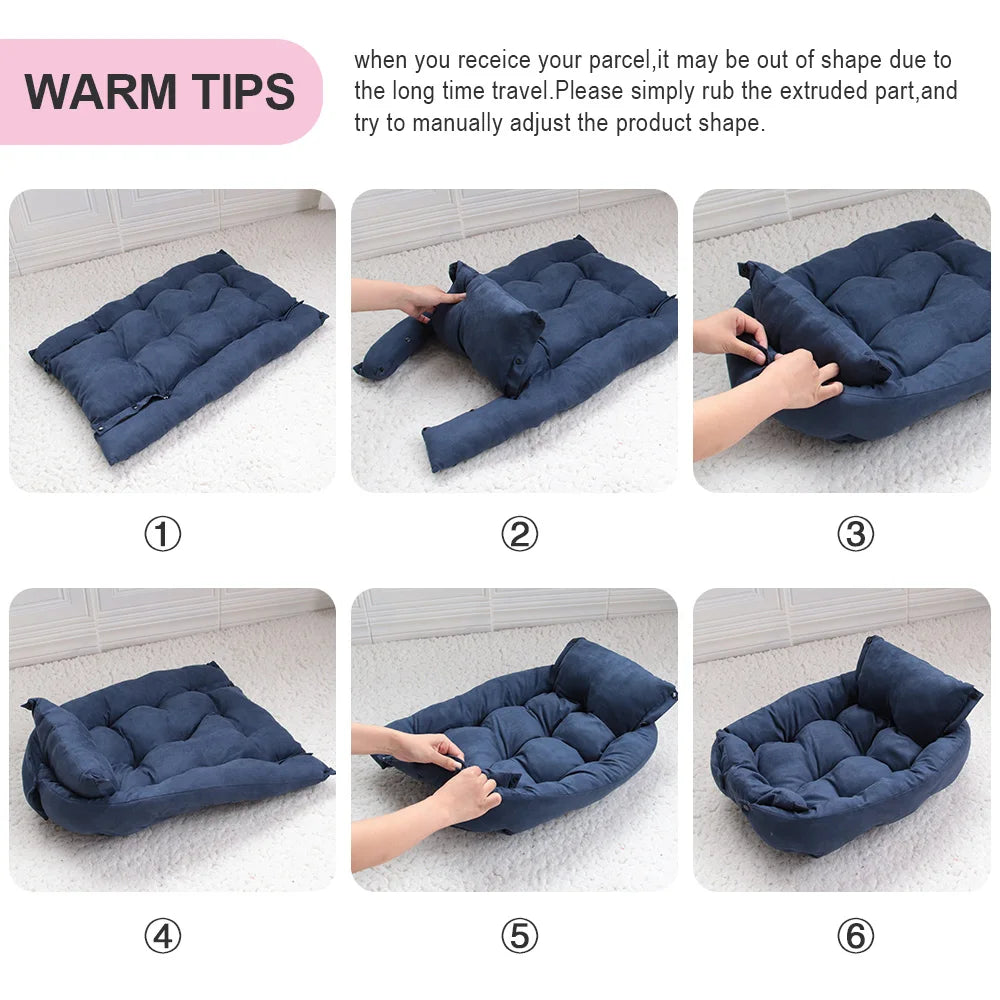 Warm Dog Sofa Bed Winter Pet Dog Cat Bed Sleeping House