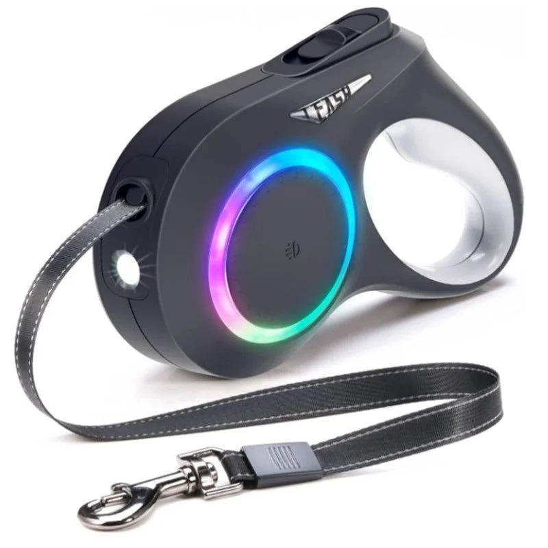 Retractable Dog Leash with LED Flashlight – Safe Walks Anytime 🌙🐾