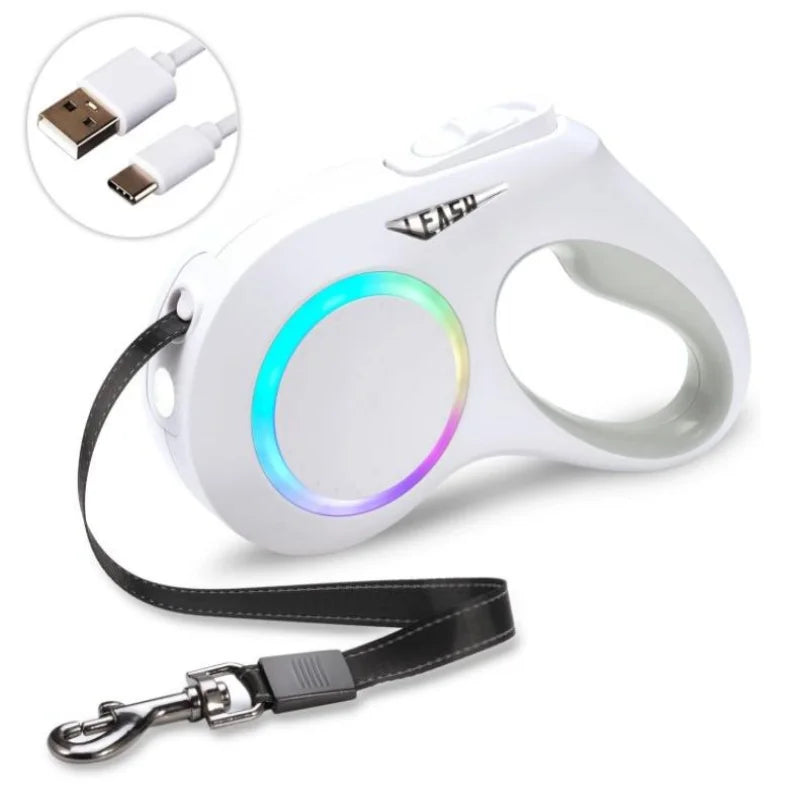 Retractable Dog Leash with LED Flashlight – Safe Walks Anytime 🌙🐾