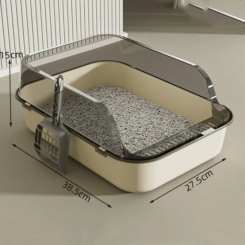 Semi-Enclosed Cat Litter Box – Clean, Private & Easy 🐾