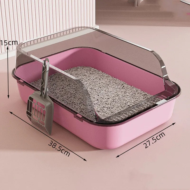 Semi-Enclosed Cat Litter Box – Clean, Private & Easy 🐾