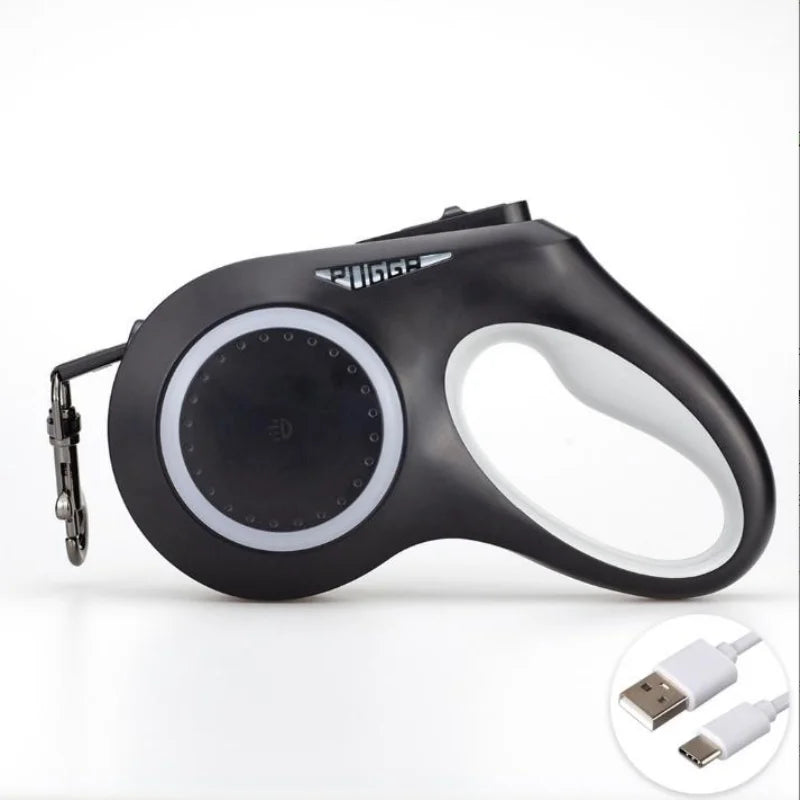 Retractable Dog Leash with LED Flashlight – Safe Walks Anytime 🌙🐾