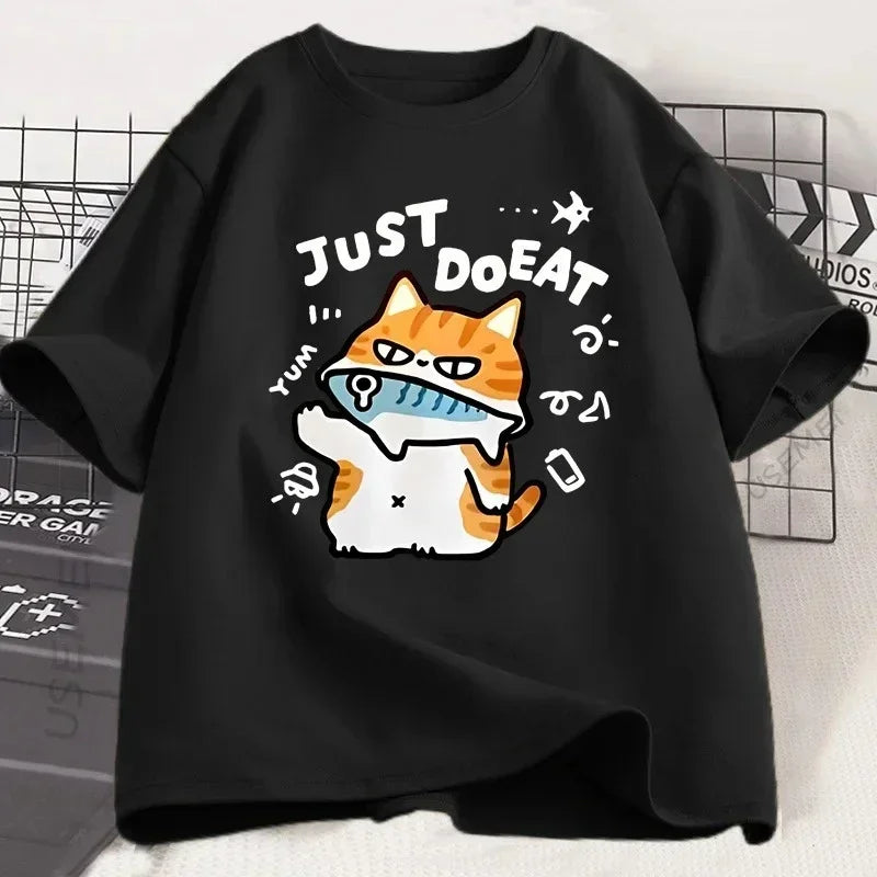 Funny Cat Eat Fish T-Shirt – Perfect Vibes!