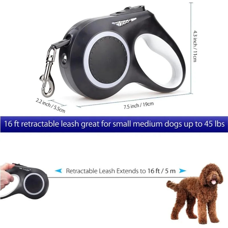Retractable Dog Leash with LED Flashlight – Safe Walks Anytime 🌙🐾