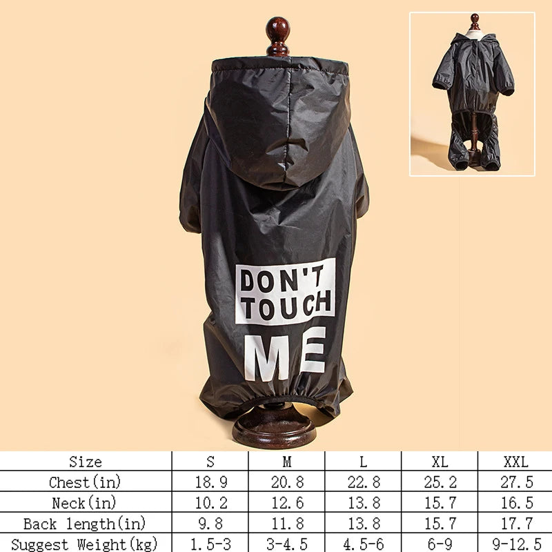 Dog Raincoat "Don't Touch Me" – Waterproof & Stylish Protection