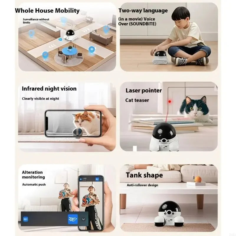360° Smart Pet Camera Robot – Watch, Play & Protect 🐾📱