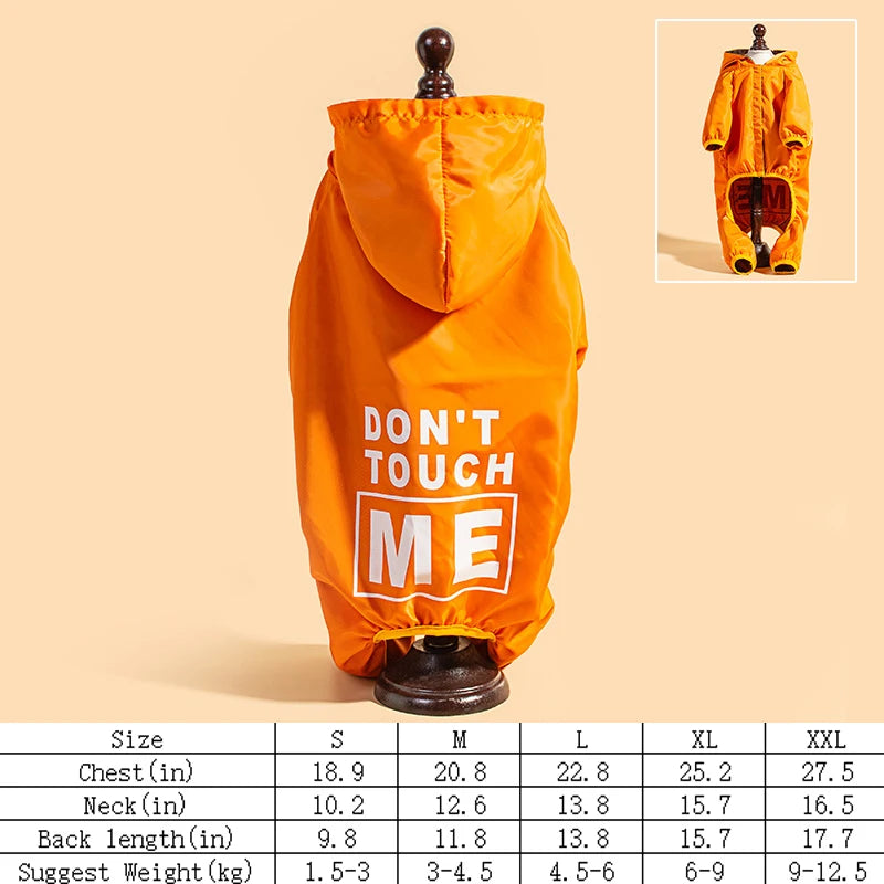 Dog Raincoat "Don't Touch Me" – Waterproof & Stylish Protection