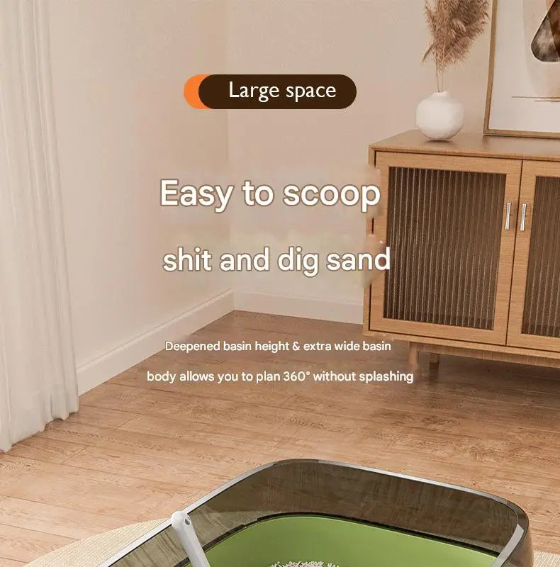 Semi-Enclosed Cat Litter Box – Clean, Private & Easy 🐾