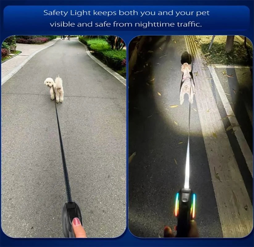 Retractable Dog Leash with LED Flashlight – Safe Walks Anytime 🌙🐾
