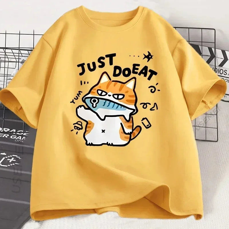 Funny Cat Eat Fish T-Shirt – Perfect Vibes!